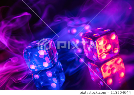 Sleek Dice Inferno: Vibrant Wallpaper in Violet and Dark Blue 115304644