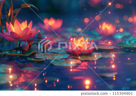 Serenity Amongst Luminous Lily Pads Serenity Amongst Luminous Lily Pads 115304901