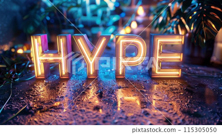Beige LED Social media hype concept art poster. 115305050
