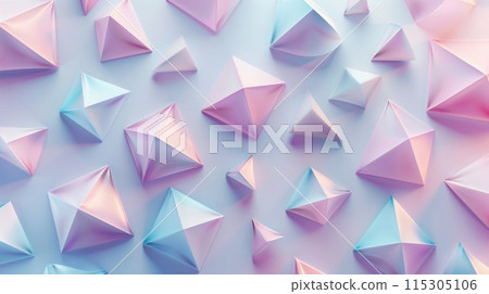 Soft lavender and baby blue in a pastel-themed 3D geometric pattern with floating pyramids, minimalist aesthetic, high resolution. 3D geometric pattern Soft lavender and baby blue in a pastel-themed 3D geometric pattern with floating pyramids, minimalist aesthetic, high resolution. 3D geometric pattern 115305106