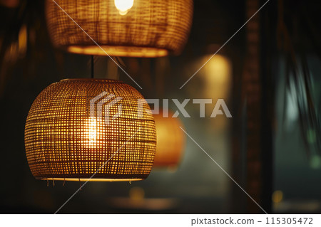 Elegant Woven Wicker Pendant Lamp 115305472