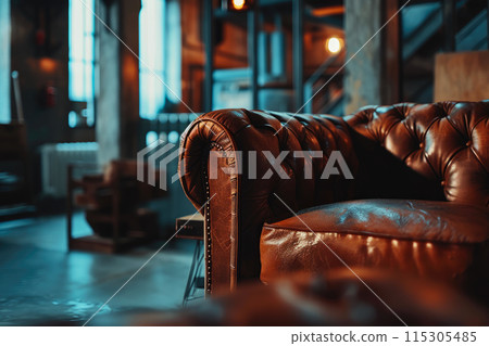 Focal Point: Close-up of Stylish Neo-Industrial Sofa 115305485