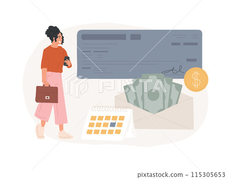 Paycheck isolated concept vector illustration. 115305653