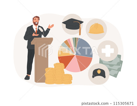 Government spending isolated concept vector illustration. Government spending isolated concept vector illustration. 115305671