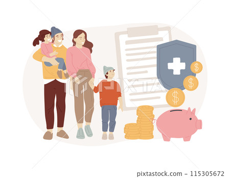 Family benefit isolated concept vector illustration. 115305672