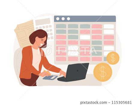Accounting isolated concept vector illustration. 115305681