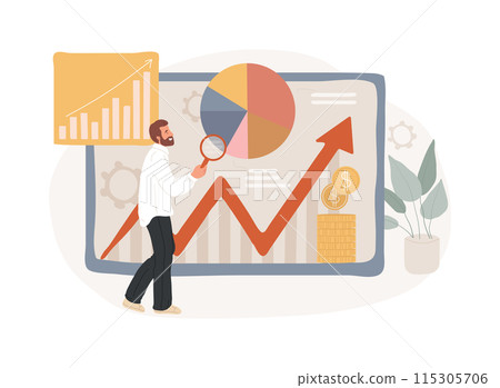 Business statistics isolated concept vector illustration. 115305706