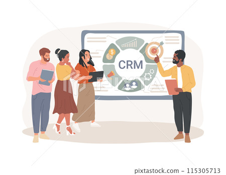 Customer relationship management isolated concept vector illustration. Customer relationship management isolated concept vector illustration. 115305713