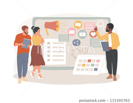 Media planning isolated concept vector illustration. Media planning isolated concept vector illustration. 115305763