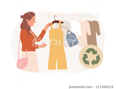 Sustainable fashion isolated concept vector illustration. Sustainable fashion isolated concept vector illustration. 115306229