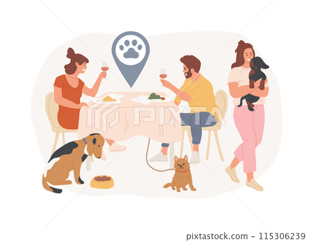 Dogs friendly place isolated concept vector illustration. 115306239
