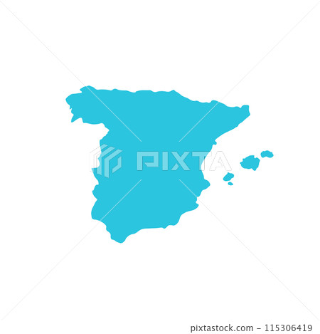 Map Spain icon. Isolated on white background. From blue icon set. Map Spain icon. Isolated on white background. From blue icon set. 115306419