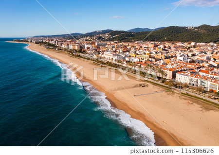 Mediterranean coast in Malgrat de Mar, Catalonia, Spain 115306626