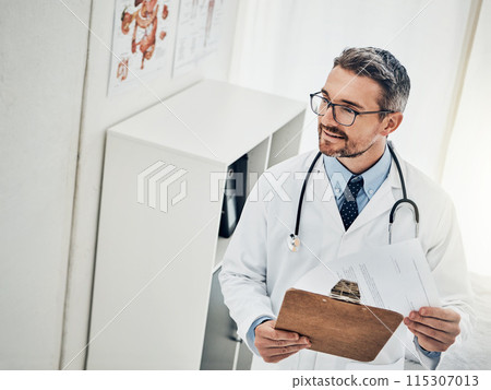 Clinic, man or doctor in office with clipboard, healthcare and thinking with hospital schedule. Admin, paperwork and medical professional with document, chart or application for health insurance Clinic, man or doctor in office with clipboard, healthcare and thinking with hospital schedule. Admin, paperwork and medical professional with document, chart or application for health insurance 115307013