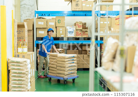 Young man working in a warehouse 115307116