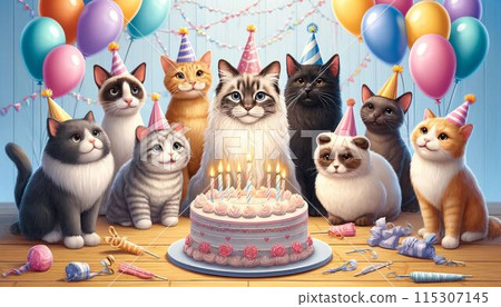 Cat birthday party 115307145