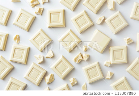 pattern of white chocolate on a white background 115307890