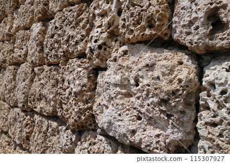 Old Coral rock wall 115307927