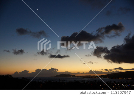 Hawaii Kai and Diamond Head at Night Fall 115307947