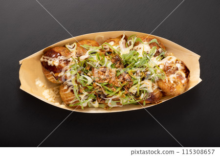 章魚燒、燒焦的醬油、炸蔥 115308657