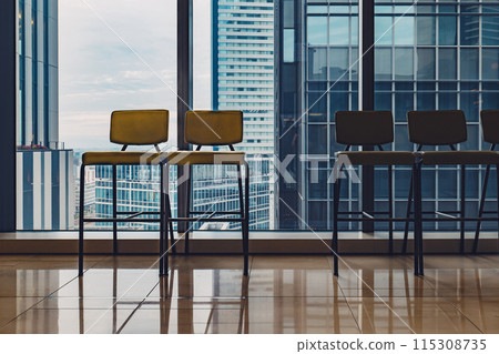 Modern chair with cityscape on background 115308735