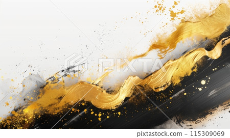 白色和黑色背景上帶有金色筆觸的強大抽象藝術 115309069