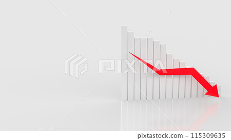 The white chart and red arrow down for Business concept 3d rendering. The white chart and red arrow down for Business concept 3d rendering. 115309635