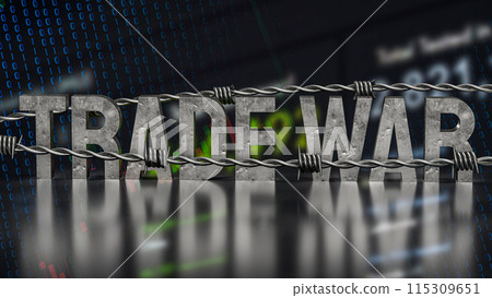 The Trade war text on  Business Background  for Business  3d rendering. 115309651
