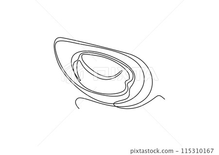 Single continuous line drawing of peeled healthy organic salak for orchard logo identity. Fresh exotic Thailand fruitage concept for fruit garden icon. One line draw graphic design vector illustration Single continuous line drawing of peeled healthy organic salak for orchard logo identity. Fresh exotic Thailand fruitage concept for fruit garden icon. One line draw graphic design vector illustration 115310167