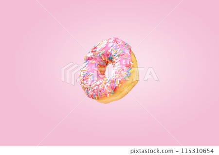 Delicious donut with a colorful sprinkle decoration 115310654