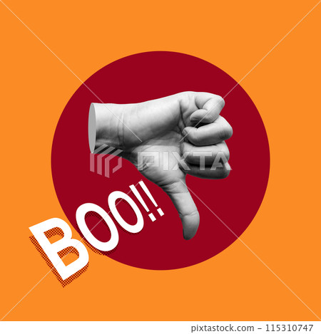 Human hand with boo and thumbs down gesture 115310747