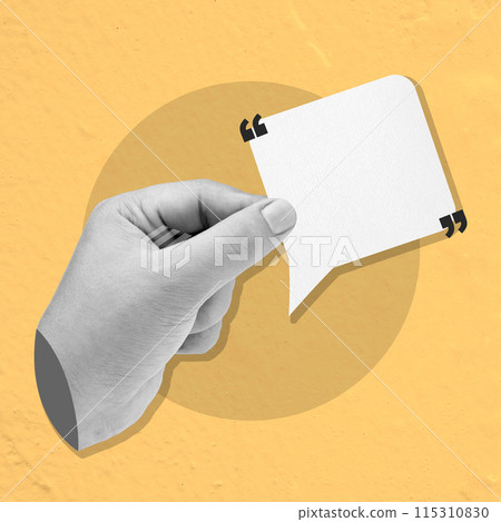 A human hand holding a blank speech bubble A human hand holding a blank speech bubble 115310830