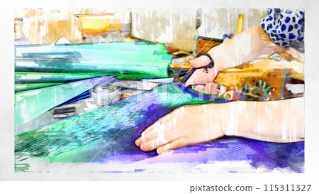 sketch sketch style sew needle thread kimono Japanese sewing hand sewing sewing handmade 115311327