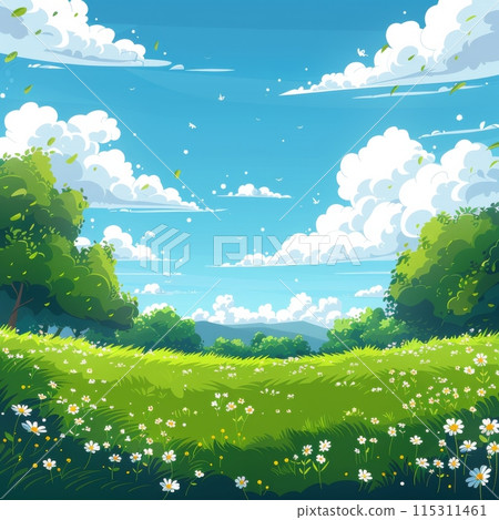沐浴在春天陽光下的草地的插圖 115311461