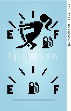 8 bit pixel fuel icon. Sticker for game assets and Cross Stitch patterns in vector illustrations. 8 bit pixel fuel icon. Sticker for game assets and Cross Stitch patterns in vector illustrations. 115311671