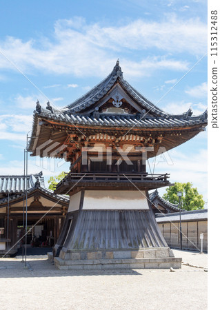 A clear day in Nara, the bell tower of the Eastern Precinct of the World Heritage and National Treasure, Horyu-ji Temple 115312488