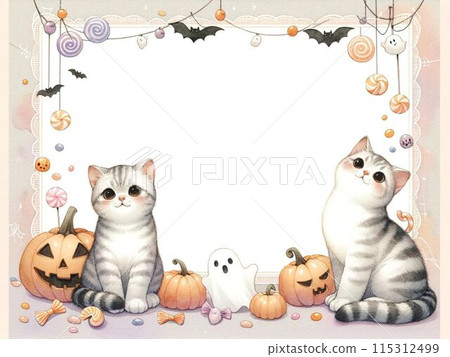 萬聖節美國短毛貓留言卡 萬聖節美國短毛貓留言卡 115312499