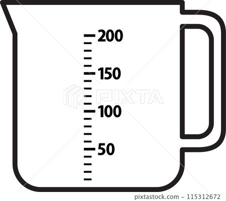 Monochrome illustration of a measuring cup 115312672