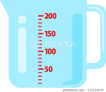 有刻度的透明量杯，容量可達 200 毫升 115312674