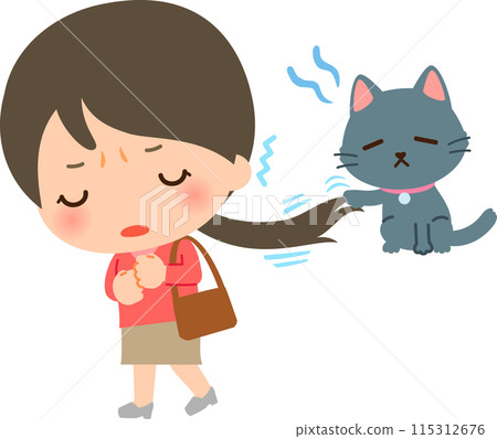 女子出門時頭髮被貓拉扯 女子出門時頭髮被貓拉扯 115312676