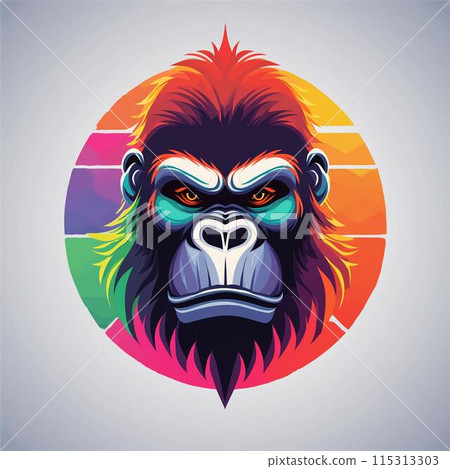 大猩猩插畫標誌[素材] 115313303