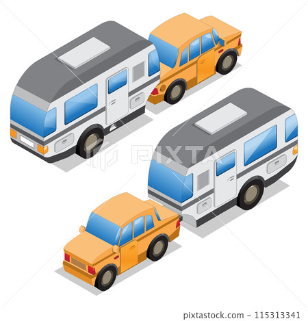 Camper trailer. Isometric. Isolated on white background. Vector illustration. 115313341
