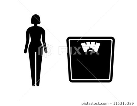 Weight scale female icon 115313389