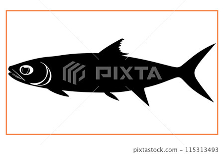 Anchovy fish silhouette isolated on white, animal anchovy natural logo vector icon silhouette Anchovy fish silhouette isolated on white, animal anchovy natural logo vector icon silhouette 115313493