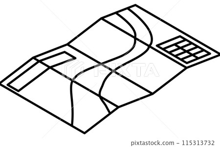 防災用品、危險地圖的簡單線條圖、等距插圖 115313732