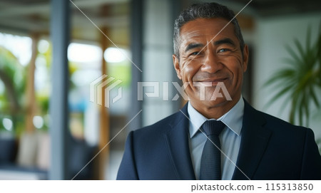 Professional Mature Businessman in a Modern Office Setting for Corporate and Business Use 115313850