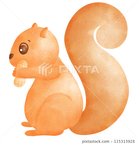 cute cartoon squirrel with nut. 115313928