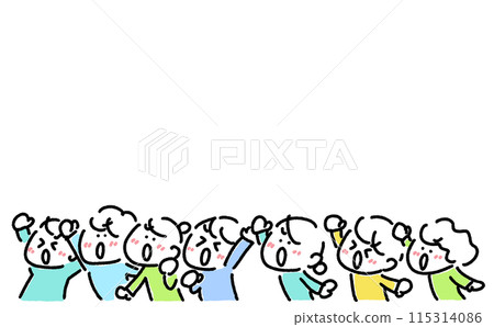 人們舉起拳頭抗議,大喊大叫,憤怒,抗議示威,反運動,上訴,簡單的線條畫插圖 人們舉起拳頭抗議,大喊大叫,憤怒,抗議示威,反運動,上訴,簡單的線條畫插圖 115314086
