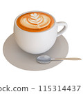Cafe latte art white mug 3D illustration 115314437