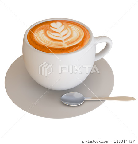 咖啡拿鐵藝術白色杯子 3D 插圖 咖啡拿鐵藝術白色杯子 3D 插圖 115314437